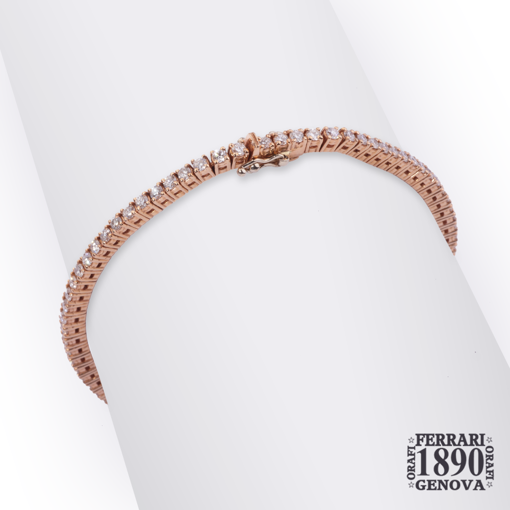 Bracciale tennis oro rosa 18 kt con diamanti